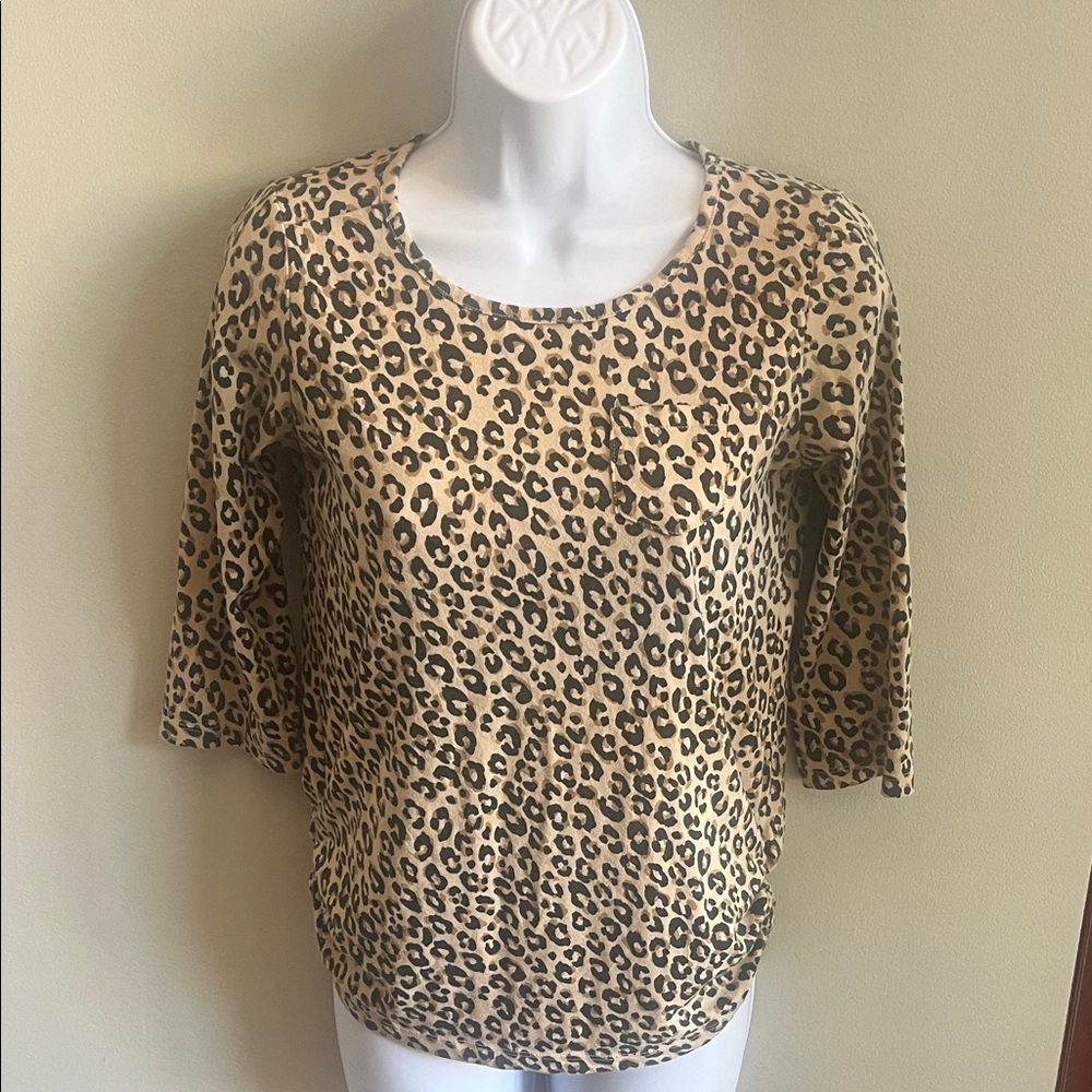 Kids Cherokee Leopard Print 3/4 Sleeve Top (XL)